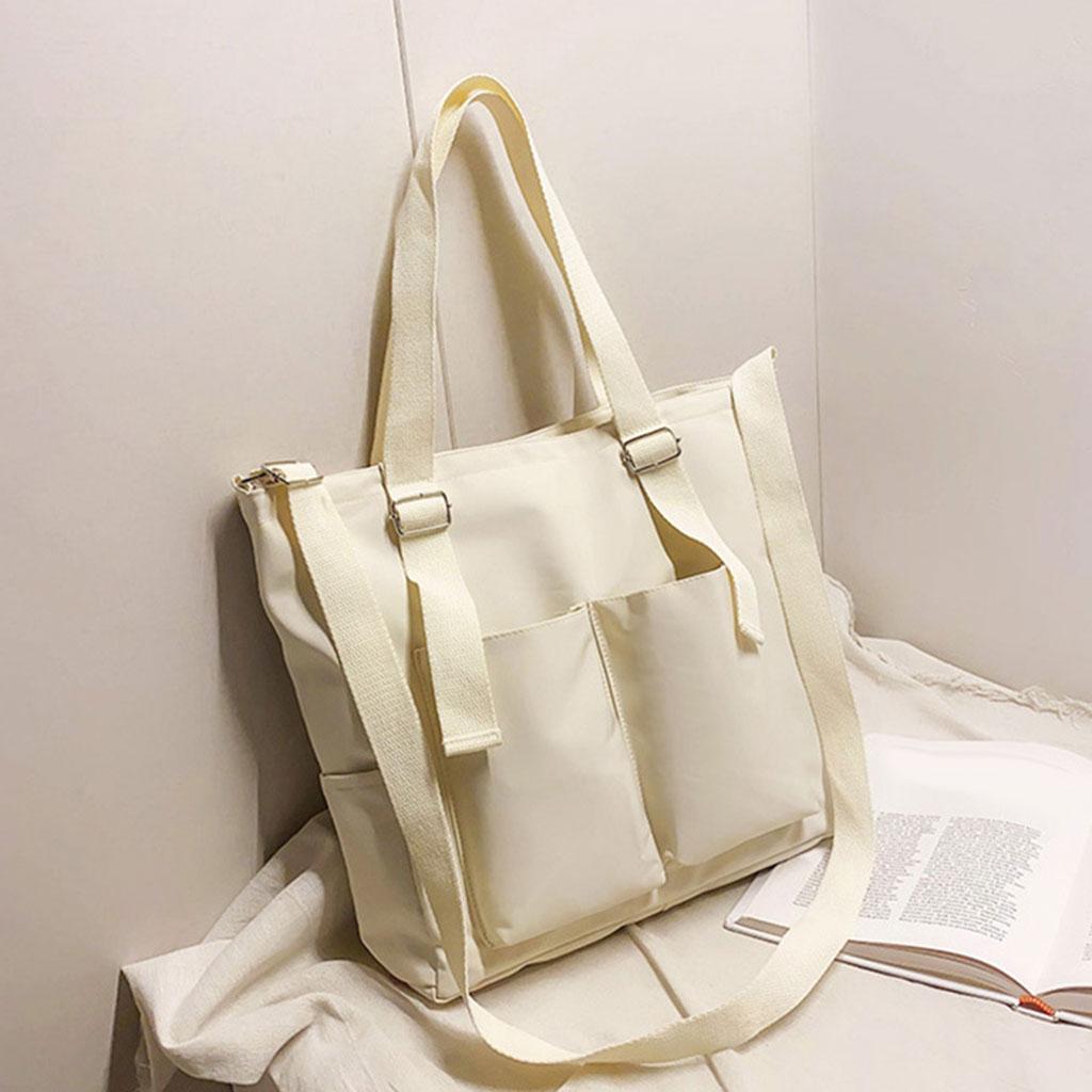 

Girls Canvas Zipper Bag Daily Use Shoppers Bag Trendy Casual Shoulder Bag Handbag белый