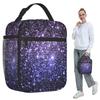 Galaxy Sparkle Stars Lawendowy Błękitny Barwinek Ombre Izolowana Torba na Lunch dla Dzieci Szkolny Cooler Termiczne Pudełko na Jedzenie Torba Tote Pudełka na Lunch