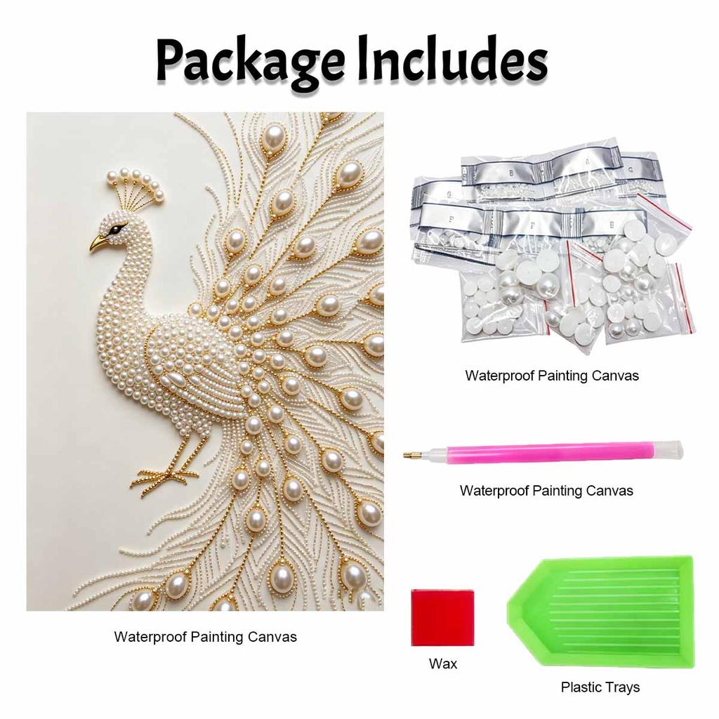 DIY Pearl Diamond Art Painting Kits for Adults and Beginners, Luxurious Peacock Sparkling Painting Craft Home Wall Decor Handmade Gift