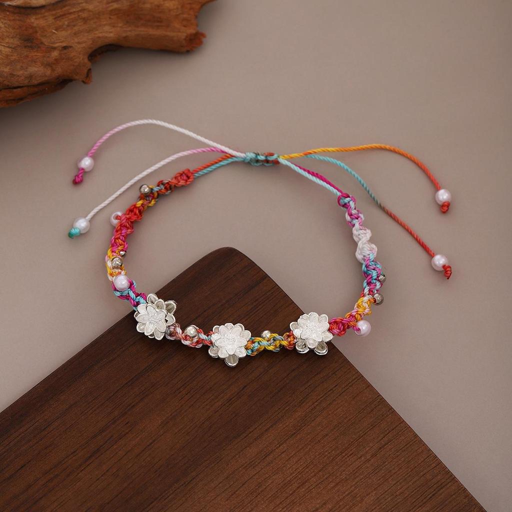 Colorful Lotus Pearl-Embellished Ethnic Bracelet