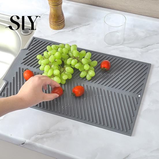 Accessoire de Table de Cuisine Tapis d'Égouttement en Silicone pour Comptoir Résistant à la Chaleur Antidérapant Grande Surface Épais Multi-usages Filtre à Eau Évier