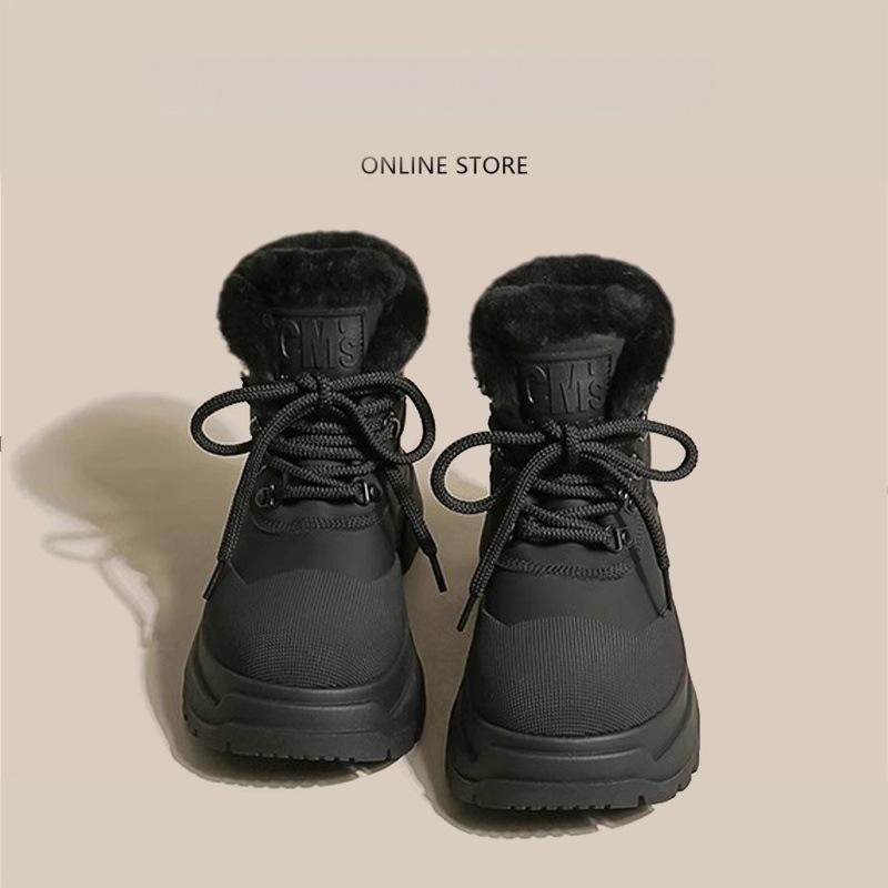 Thick-soled snow boots women's 2025 new winter velvet warm Martin boots small short boots non-slip waterproof cotton shoes