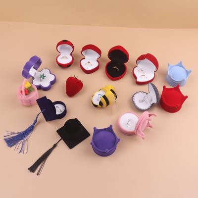 1Pcs Velvet Jewelry Box Organizer Cute Animal Wedding Ring Box Fruit Storage Case Earring Necklace Display Packaging Gift