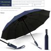 Large Thickened Windproof Reinforced Umbrella for Heavy Rain with Logo, Foldable Dual-Use Black Coating for Sun Protection and Uv Protection