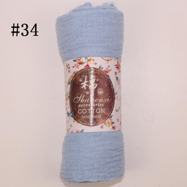 Muslim Women Solid Color Scarf Shawl Cotton Crinkle Hijab