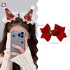 Vivid Red Christmas Reindeer Bow Hair Clip - Cute Women's Duckbill Hairpin