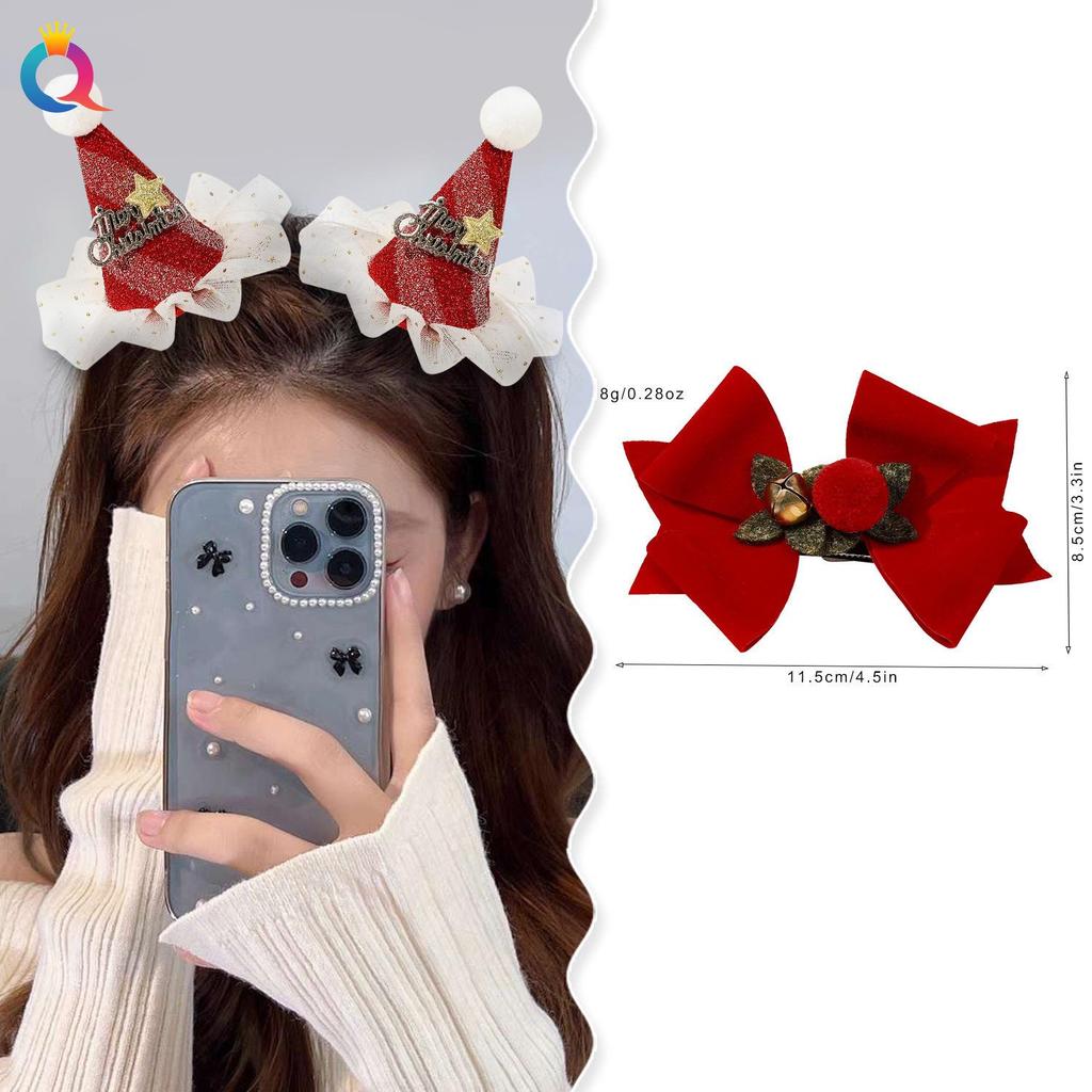 Vivid Red Christmas Reindeer Bow Hair Clip - Cute Women's Duckbill Hairpin