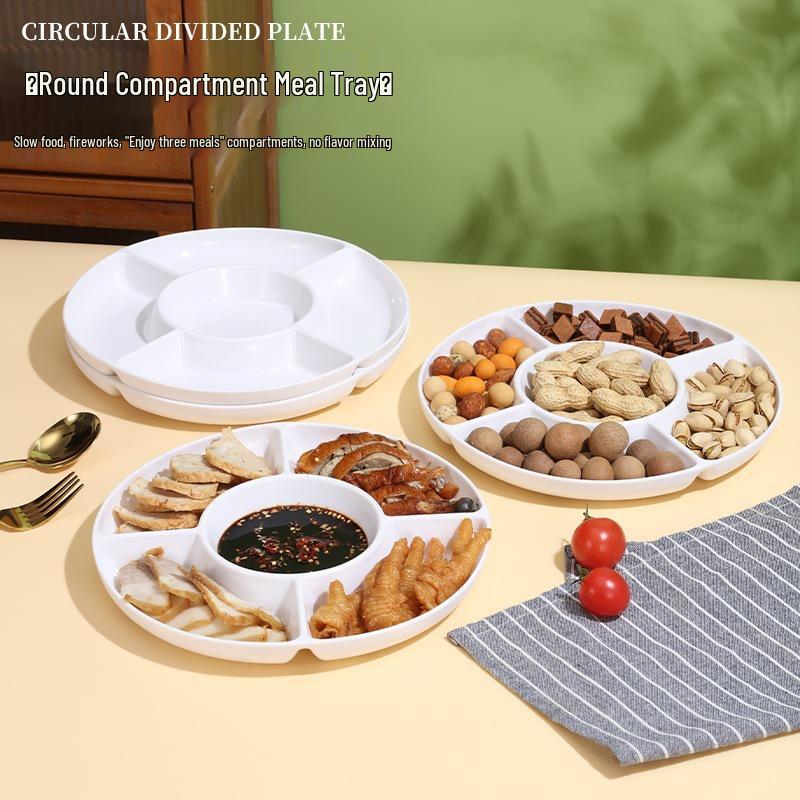 Wheat Straw 5-Section Snack and Fruit Platter for Living Room or Dining Table