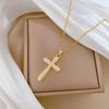 Cross Full Diamond Light Luxury Temperament Gorgeous Full Diamond Necklace Women'S Versatile Collarbone Chain Titanium Steel Chain