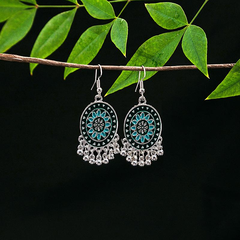 Vintage Ethnic Miao Silver Teardrop Tassel Earrings