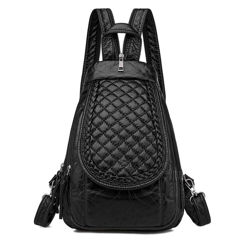 Mochila pequena multifuncional bolsa de peito bolsa de ombro PU mochila macia mochila feminina fashion