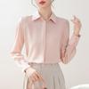 "Women's 2025 Spring Satin Shirt: Solid Color, Loose Fit, Trendy Korean Style"
