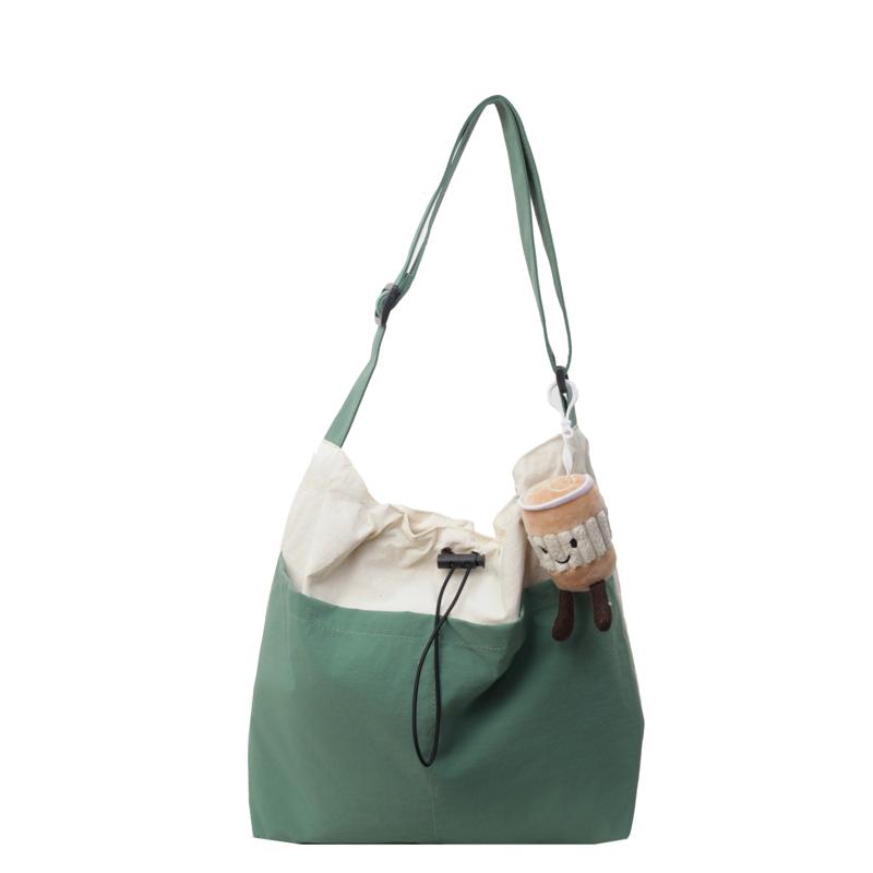 

Сумка-ведро контрастного цвета большой емкости на шнурке женская сумка через плечо зелёный/белый