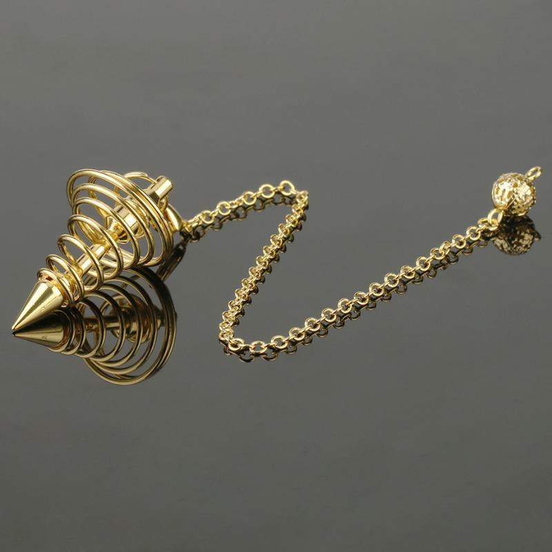 Metal Pendulum Pendulos Radiestesia Pendulums for Dowsing Divination Spiral Cone Antique Gold Color Silver Color Reiki Jewelry
