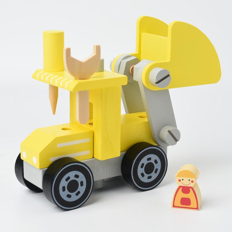 Wooden Assembly Toy Cars: Bulldozer, Repair Car, Fire Truck - Perfect Birthday Gift for Boys and Girls.