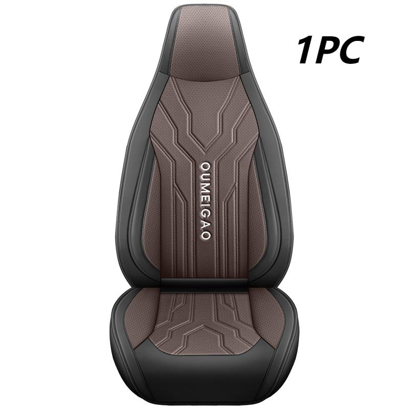 

Универсальный одинарный чехол на переднее сиденье автомобиля для седана и внедорожника - Деловой стиль, цельный дизайн с премиальной перфорированной кожей наппа коричневый