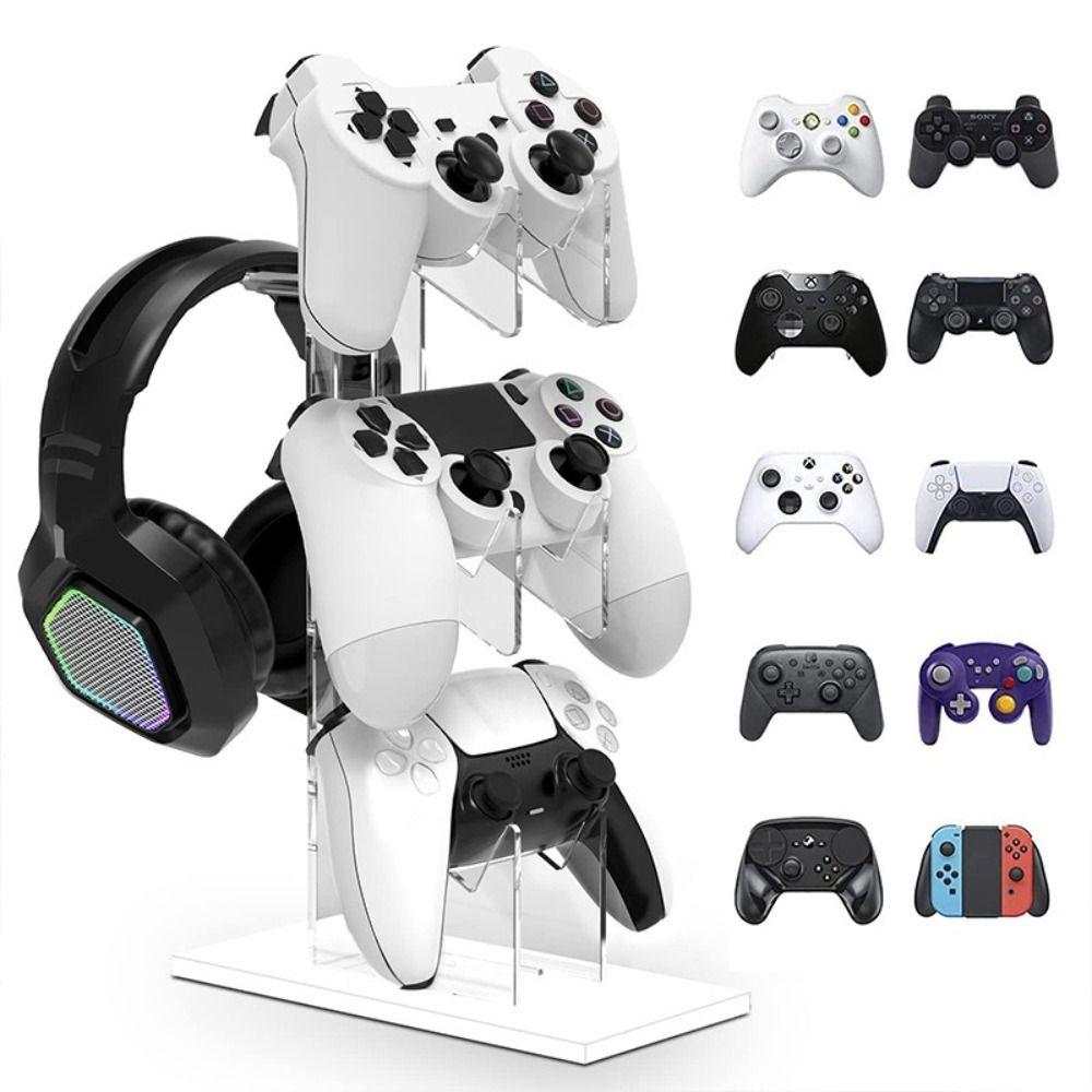 Universeller 3-Schicht-Controller-Halter Acryl Multifunktionaler Kopfhörerhalter Langlebig für PS5/PS4/PS3/PS2/Switch Pro/Xbox