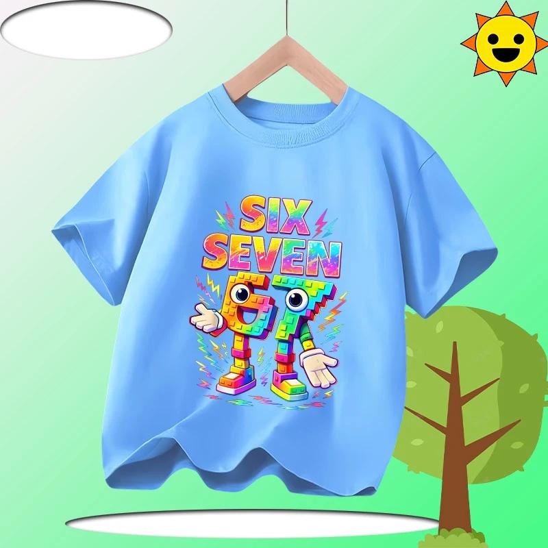 67 Brainrot Children 100% Polyester T-Shirt Boys' Sports Shirt Girls' Casual Top Summer Short Sleeve Personalized Cartoon Print