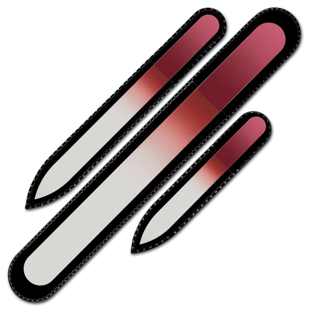 Set of 3 Rainbow Crystal Nail Files, Hand Made of Czech Tempered Glass R-BMS