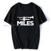NOWY T-shirt Męski z Nadrukiem Logo Trąbki Milesa Davisa Letni Stylowy T-shirt Okrągły Dekolt Krótki Rękaw Bawełniane Koszulki Plus Size