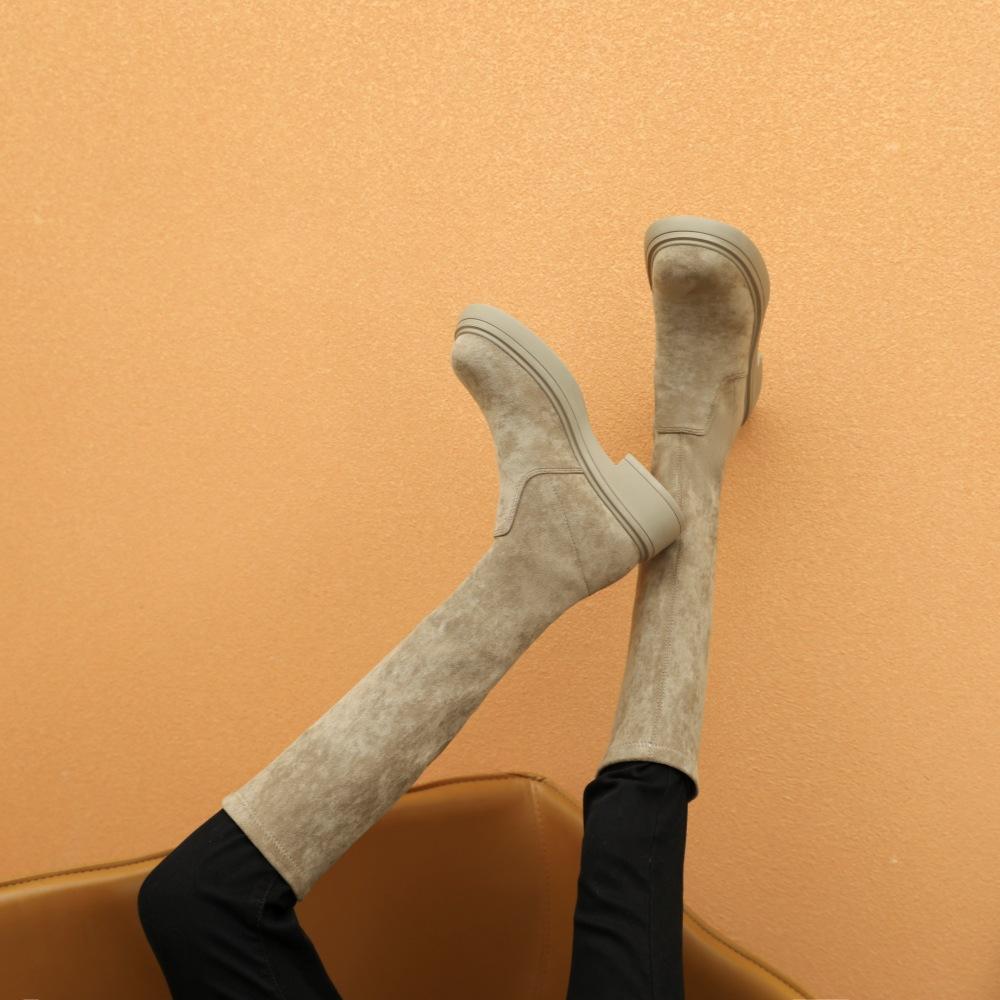 Small Size 32-40 Martin Boots for Women Short Boots for Women Suede Boots for Women Autumn and Winter Style Slim Long Socks Boots