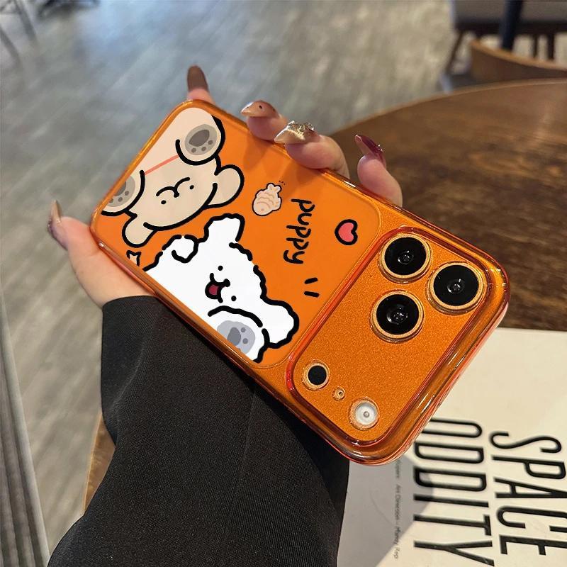 Cute Line Puppy for Apple 16/17Pro Large Windows Phone Case IP15 Frosted 14 Cartoon 13 Soft 12