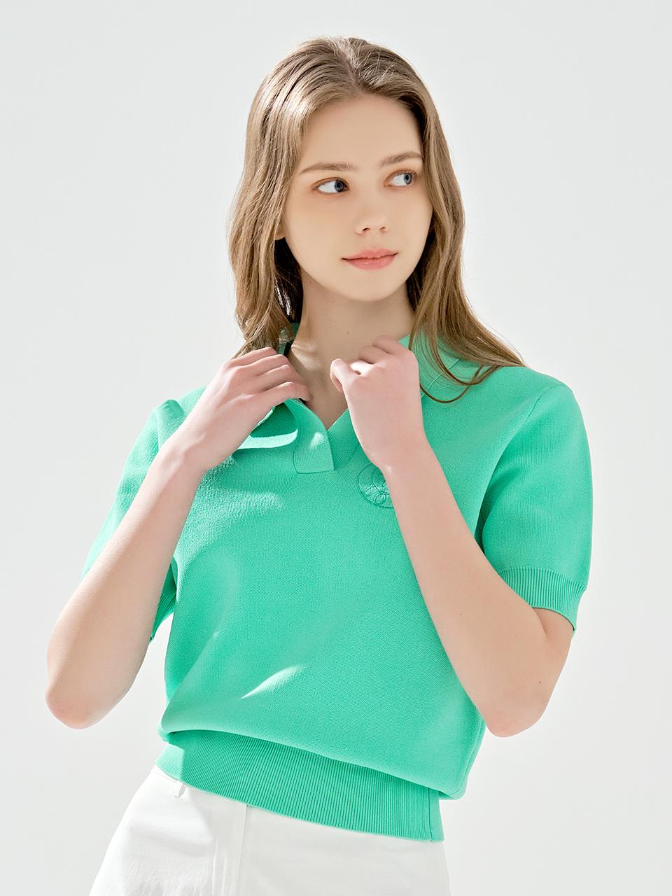 Road Roar Signature Collared Short Sleeve Knit Green Green/S