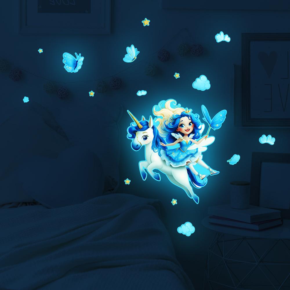 Cartoon Unicorn and Elf Cloud Star Bathroom Toilet Beautification Stickers Self-adhesive