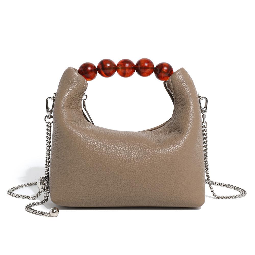 2024 Summer New Niche Beaded Handheld Lunch Bag, Chain Bag, Fashionable Versatile Dumpling Bag, Single Shoulder Crossbody Bag