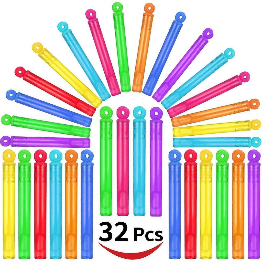 32-Piece 8 Colors Mini Bubble Wands Assortment Party Favors Toys for Kids Child, Christmas Celebration,Thanksgiving New Year, Themed Birthday,Wedding,