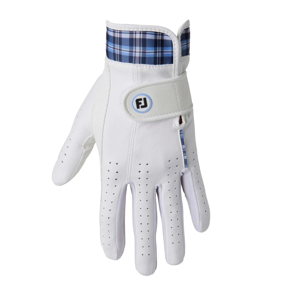 Golfové rukavice FootJoy Lady eComfort, oboustranné, dámské, 20 cm, bílo-nebesky modré, FGLE25PRWS-20