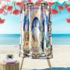 Virgin Mary Print Beach Towel, Large Soft Quick Dry Towel for Beach Camping Swimming