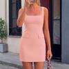 Women's Fashion Sleeveless Square Neck Tank Top Beach Casual Dress