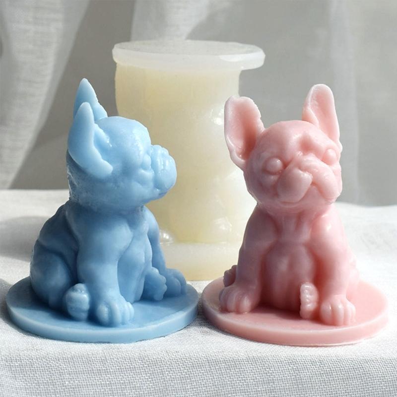 Dog Candle Silicone Sugar Cake Mold French Fighting Dog Cake Mold Chocolate Ice Block French Dessert Cake Decoration