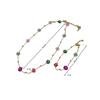 Vintage Color Flower Beaded Titanium Steel Necklace Female Dopamine Girl Small Flower Choker Collarbone Chain Bracelet Set