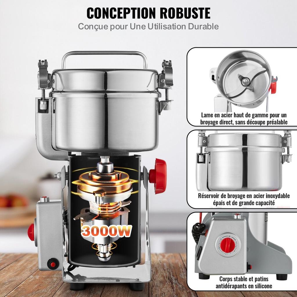 1000g Commercial Spice Grinder Electric Grain Mill Grinder High Speed