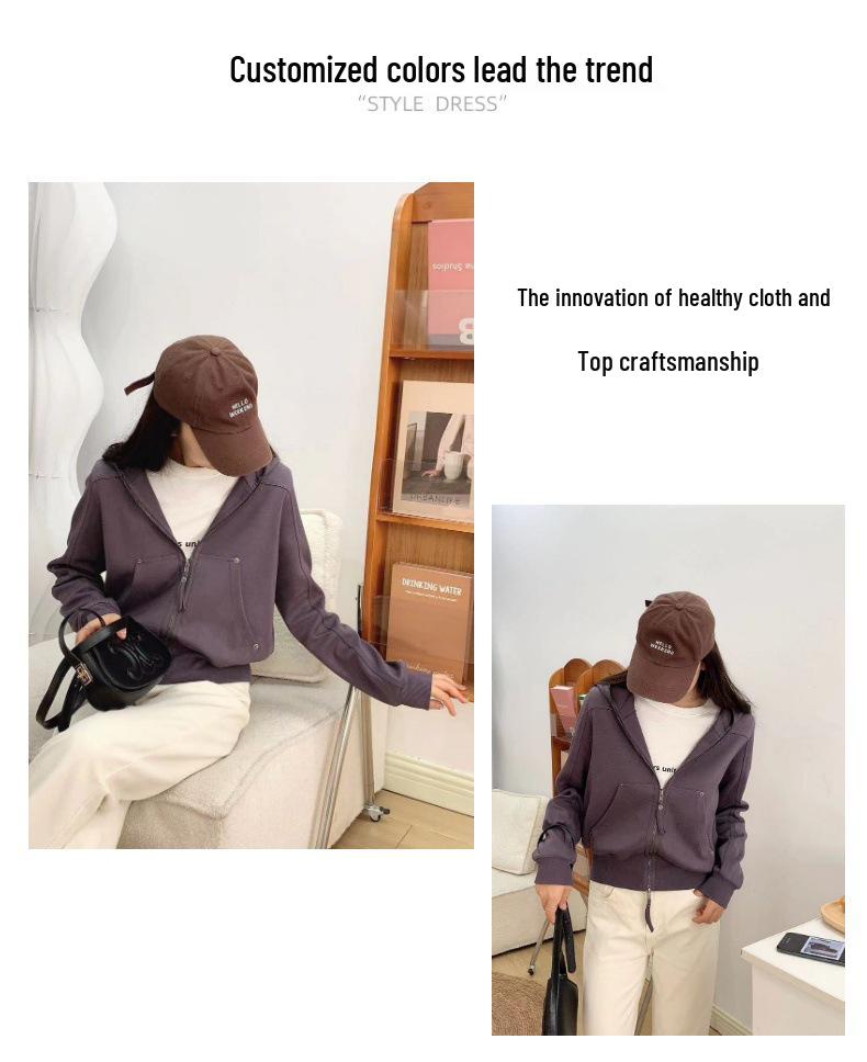 Trendy Women's Hooded Sports Cardigan: New Motorcycle-Style Casual Top for Autumn/Winter