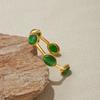 Yori Ovaal Groen Natuursteen Manchet Armband Bangle Goudkleurig Metaal Roestvrij Mode Pols Sieraden Bijoux Accessoires