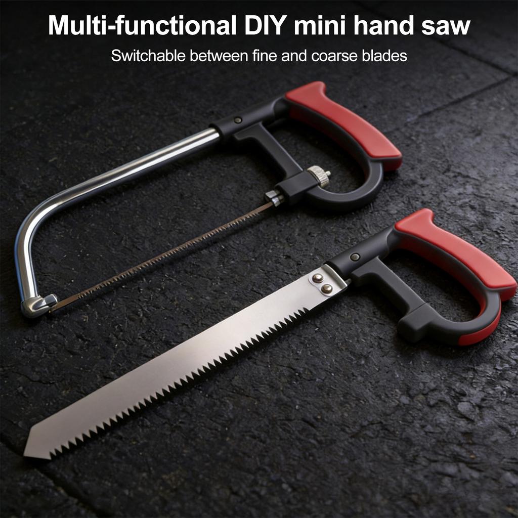 8 in 1 Hacksaw Frame Set with 6 Blades Hand Saw Multi Purpose Steel Saw Easy To Use for Metal Woodworking Glass Rubber PVC Pipes