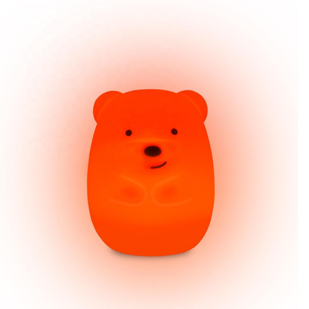 USB Rechargeable Touch Sensitive 8 Colors Cute Bear Baby Night Light Led Lamp for Kid Bedside Night Light