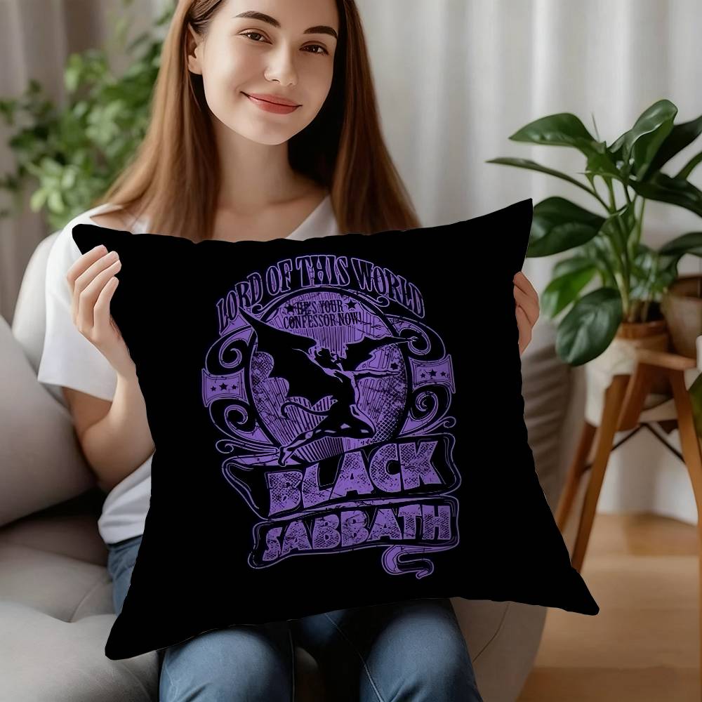 B-Black S-Sabbath Kapela Povlak na polštář Dekorativní na pohovku Domácí Oboustranný tisk Krátký plyšový Polštář Povlak na polštář Sváteční dárek
