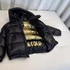 Kids' Winter Black Gold Thick Hooded Coat - Warm Short Jacket for Boys & Girls