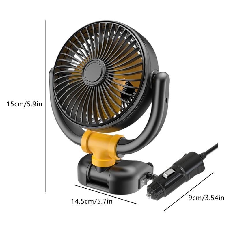 12V/24V Leistungsstarker Auto-Ventilator Geräuscharmes Kühlgerät Mit 360° Verstellbarem Kopf Für Fahrzeuginnenraum