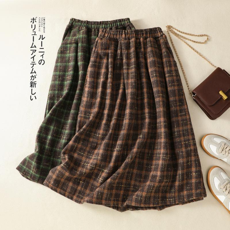 Winter Woolen Skirt, Women's Elastic Waistband Skirt