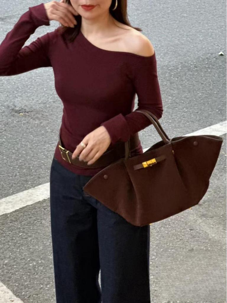 Demellier Geprägte Wildleder Flügeltasche - Retro Herbst/Winter Handtasche & Schultertasche