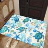 Watercolor Sea Turtle Starfish Coral Non Slip Doormat Coastal Nautical Summer Front Entrance Rug Indoor Outdoor Home Floor Decor