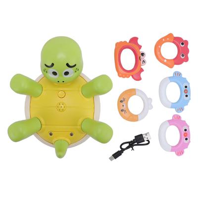 Electric Water Spray Turtle Children Bathing Toy Electric Turtle Toy with 5pcs Rings for Bathroom