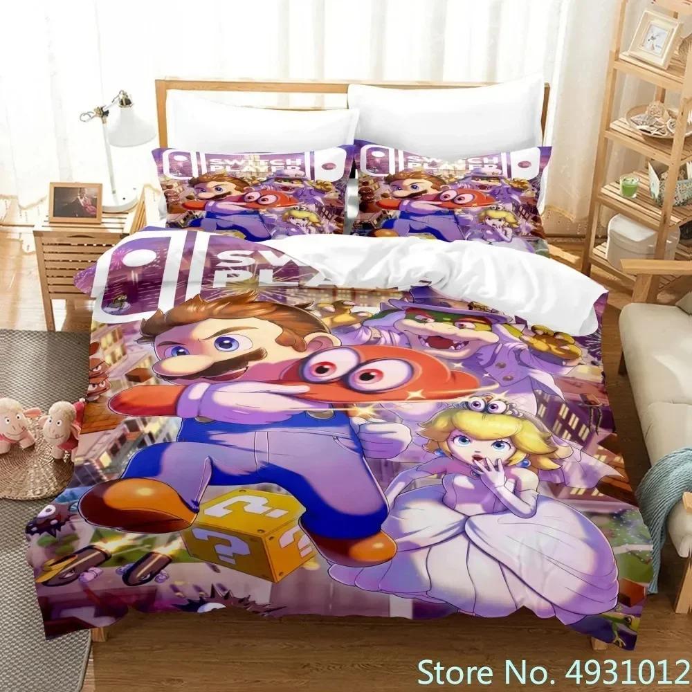 Pościel Super Mario Luigi Yoshi Toad Jumpman Anime 3D Poszewka na kołdrę Dla dziecka Dzieci Młodzież Dorosłych Tekstylia domowe Poszewka na kołdrę
