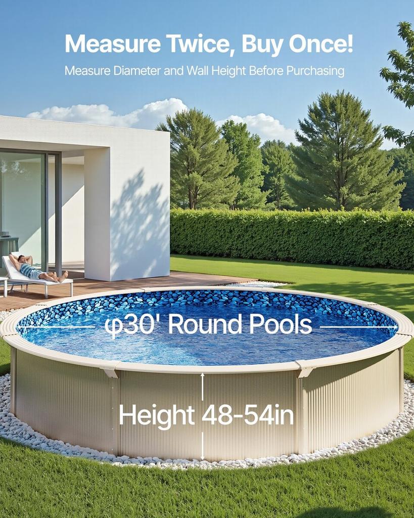 Round Pool Liner 30ft Overlap Style Pool Liner 54in Wall Height