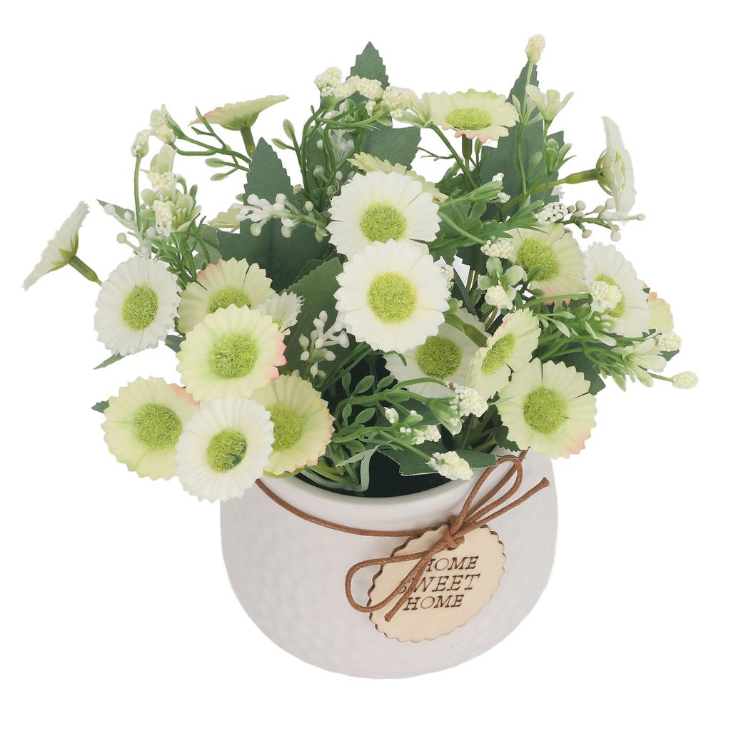 Små konstgjorda krukväxter Mini falska krukväxter Falsk prästkrageprydnad Hem Inomhus Utomhusdekor 7146B 01 Gul med